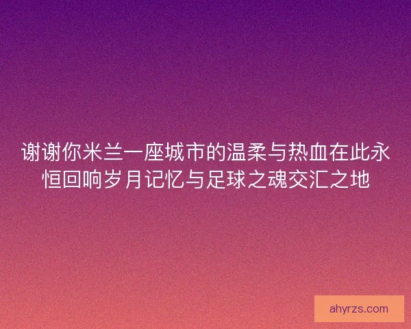 谢谢你米兰一座城市的温柔与热血在此永恒回响岁月记忆与足球之魂交汇之地